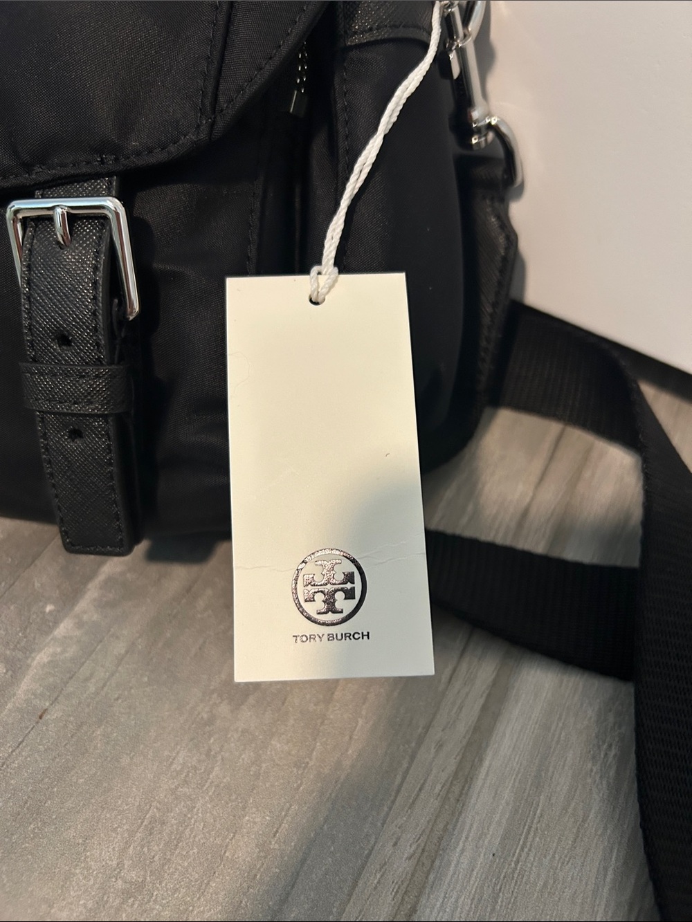Tory Burch Black Nylon Messenger Bag with Logo Hardware - Picture 2 of 5